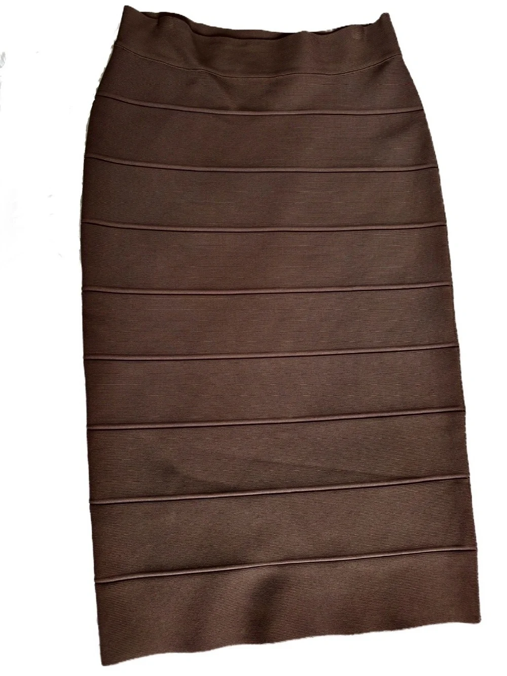 BCBGMaxAzria Bandage Pencil Skirt Grey Dusk Taupe Brown Bodycon Skirt Size Small - Picture 9 of 11